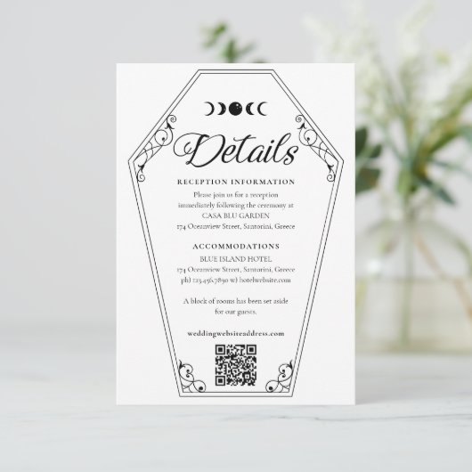 ゴシックハロウィン結婚の棺とフローラスカル エンクロージャーカード (スタンド正面)