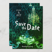 ゴシックハロウィン結婚スカル セーブザデート (正面/裏面)