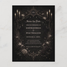 ゴシックハロウィン結婚式の事前お知らせはがき 案内ポストカード