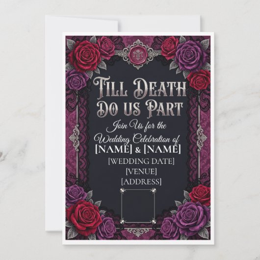ゴシックハロウィン結婚式 Till Death Do 招待状 (正面)