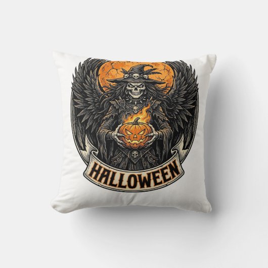 ゴシックハロウィン魔女ヴィンテージ クッション (正面)