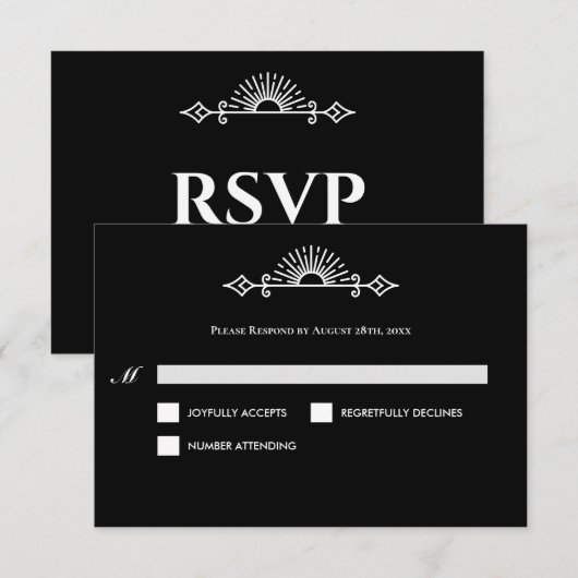 ゴシックハロウィン オルタナティブ ウェディング RSVP カード (正面/裏面)