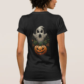 ゴシックハロウィン ドクロ かぼちゃ ドットアート Tシャツ