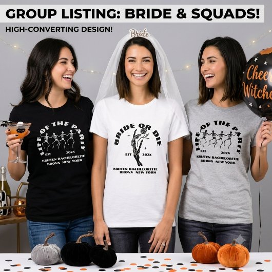 ゴシックハロウィン・バチェラーTシャツ、Bride or Die Tシャツ
