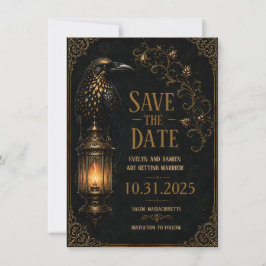 ゴシックハロウィン レイヴン Save the Date ノートカード