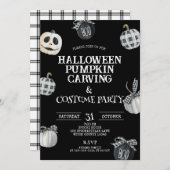 ゴシックハロウィーンカボチャ彫刻&コスチュームパーティー 招待状 (正面/裏面)
