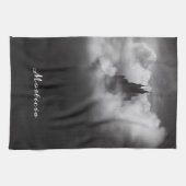 ゴシックハロウィーンキャッスルブラックホームデコール キッチンタオル (横)