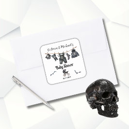 ゴシックハロウィーンクロースレイン赤ちゃんシャワー スクエアシール