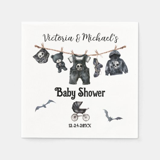 ゴシックハロウィーンクロースレイン赤ちゃんシャワー スタンダードカクテルナプキン (正面)