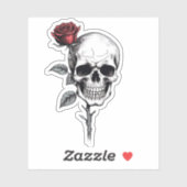 ゴシックハロウィーンスカルとバラ シール (シート)