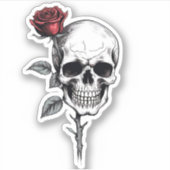 ゴシックハロウィーンスカルとバラ シール (正面)