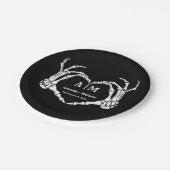 ゴシックハロウィーンスカルハンドハートブラック結婚ズ ペーパープレート (アングル)