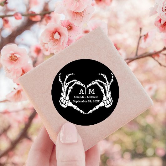 ゴシックハロウィーンスカルハンドハートブラック結婚ズ ラウンドシール