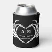 ゴシックハロウィーンスカルハンドハートブラック結婚ズ 缶クーラー (缶正面)