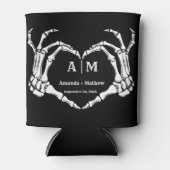 ゴシックハロウィーンスカルハンドハートブラック結婚ズ 缶クーラー (正面)