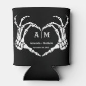ゴシックハロウィーンスカルハンドハートブラック結婚ズ 缶クーラー (裏面)