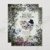 ゴシックハロウィーンスカルパーティー招待状水彩 (正面/裏面)