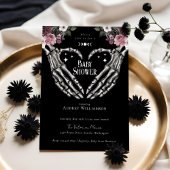 ゴシックハロウィーンスケルトンハンドベビーシャワーハート 招待状