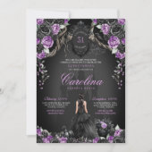 ゴシックハロウィーンパープルブラックプリンセスキンセアニェラ 招待状 (正面)