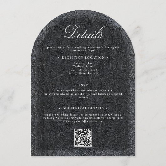 ゴシックハロウィーンブラックこうもりアーチ両面結婚型 招待状 (裏面)