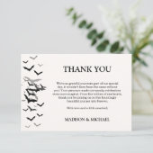 ゴシックハロウィーンブラックこうもり結婚ズ・ウェルカム サンキューカード (スタンド正面)