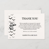 ゴシックハロウィーンブラックこうもり結婚ズ・ウェルカム サンキューカード (正面/裏面)