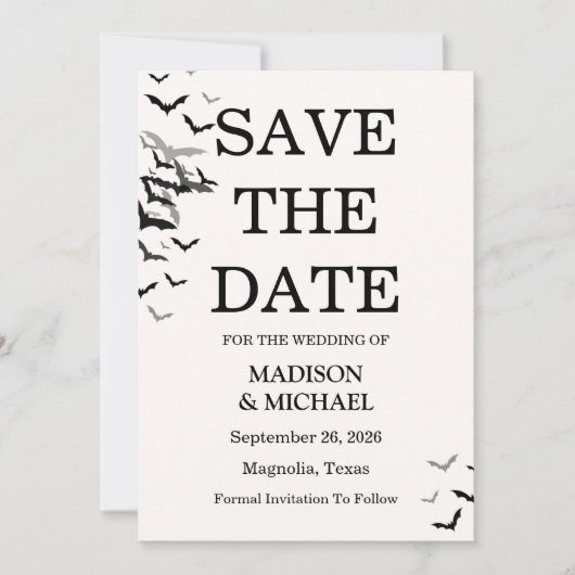 ゴシックハロウィーンブラックこうもり結婚ズ セーブザデート (正面)