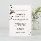 ゴシックハロウィーンブラックこうもり結婚式招待状 招待状 (スタンド正面)