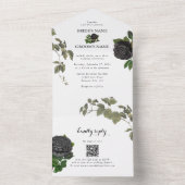 ゴシックハロウィーンブラックバラホワイト結婚ズ オールインワン招待状 (内側)