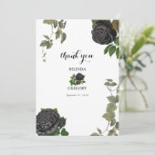 ゴシックハロウィーンブラックバラホワイト結婚ズ サンキューカード (スタンド正面)