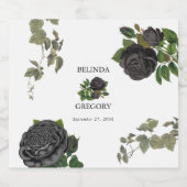 ゴシックハロウィーンブラックバラホワイト結婚ズ スパークリングワインラベル (シングルラベル)