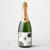 ゴシックハロウィーンブラックバラホワイト結婚ズ スパークリングワインラベル (正面)