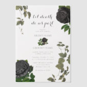 ゴシックハロウィーンブラックバラホワイト結婚ズ ベラム紙招待状 (正面)