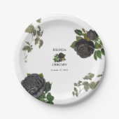 ゴシックハロウィーンブラックバラホワイト結婚ズ ペーパープレート (正面)