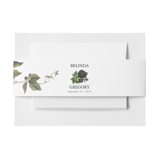 ゴシックハロウィーンブラックバラホワイト結婚ズ 招待状ベリーバンド (正面例)