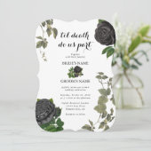 ゴシックハロウィーンブラックバラホワイト結婚ズ 招待状 (スタンド正面)