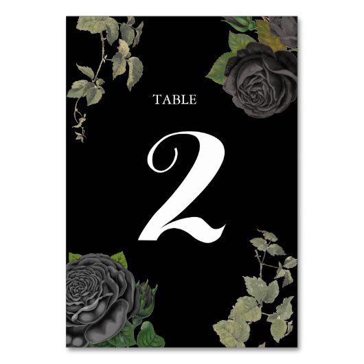 ゴシックハロウィーンブラックバラ結婚のテーブル番号 テーブルナンバー (正面)