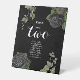 ゴシックハロウィーンブラックバラ結婚のテーブル番号 台座サイン