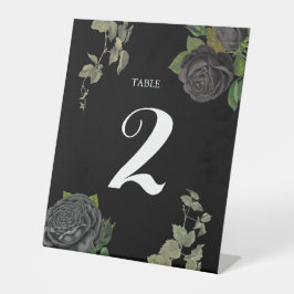 ゴシックハロウィーンブラックバラ結婚のテーブル番号 台座サイン