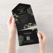 ゴシックハロウィーンブラックバラ結婚ズ オールインワン招待状 (貼ってはがせる)