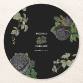 ゴシックハロウィーンブラックバラ結婚ズ ラウンドペーパーコースター (正面)