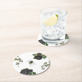 ゴシックハロウィーンブラックバラ結婚ズ ラウンドペーパーコースター