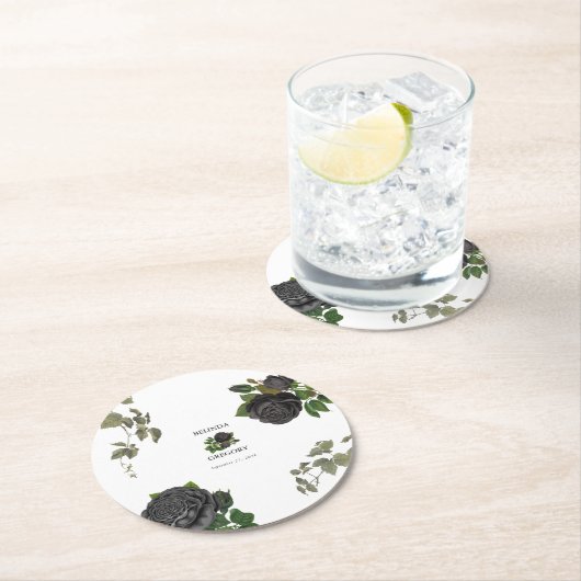 ゴシックハロウィーンブラックバラ結婚ズ ラウンドペーパーコースター (インサイチュ)