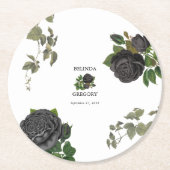 ゴシックハロウィーンブラックバラ結婚ズ ラウンドペーパーコースター (正面)