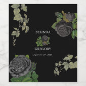 ゴシックハロウィーンブラックバラ結婚ズ ワインラベル (シングルラベル)