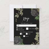 ゴシックハロウィーンブラックバラ結婚ズ 出欠カード (正面)