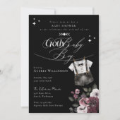 ゴシックハロウィーンブラックフォーマルゴシックボーイベビーシャワー 招待状 (正面)