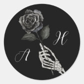 ゴシックハロウィーンブラック結婚ズスケルトンハンドバラ ラウンドシール (正面)