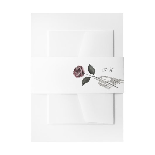 ゴシックハロウィーンブラック結婚ズスケルトンハンドバラ 招待状ベリーバンド (正面例)