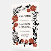 ゴシックハロウィーンブラック&ブルゴーニュ結婚ーズへようこそ アクリルサイン (傾斜)